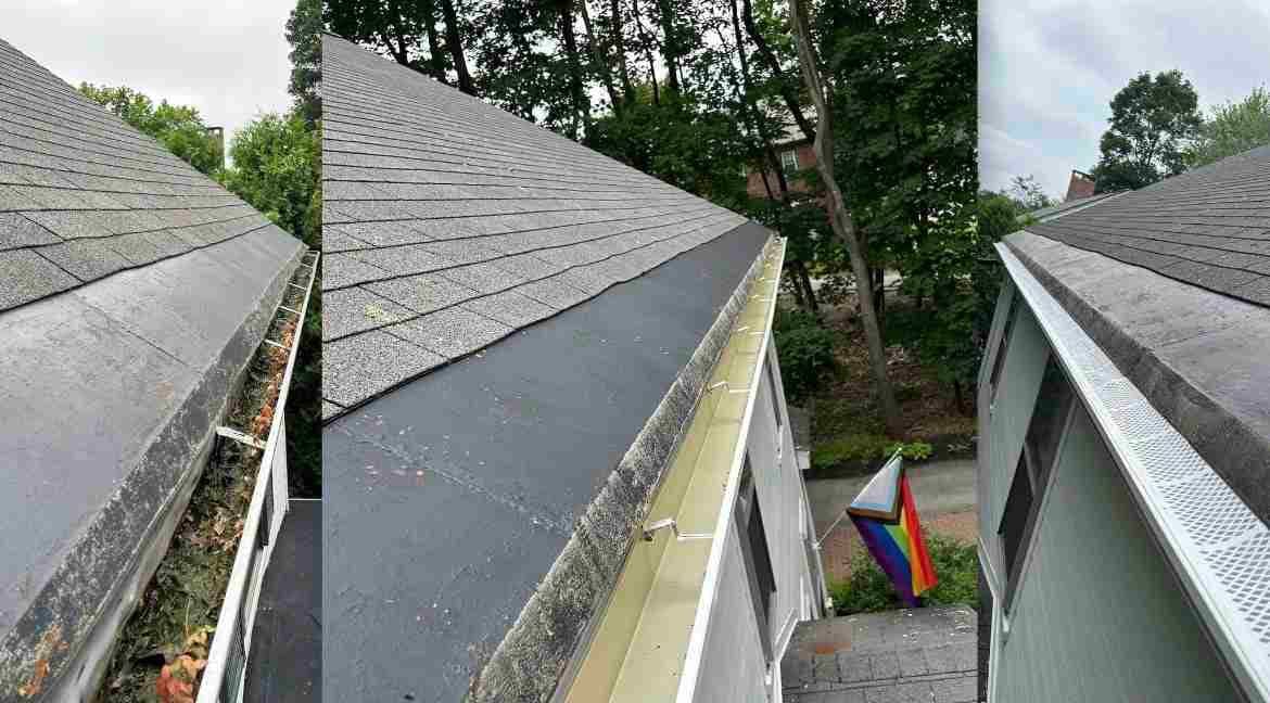 Gutter guard installation on a Southern Maine home
