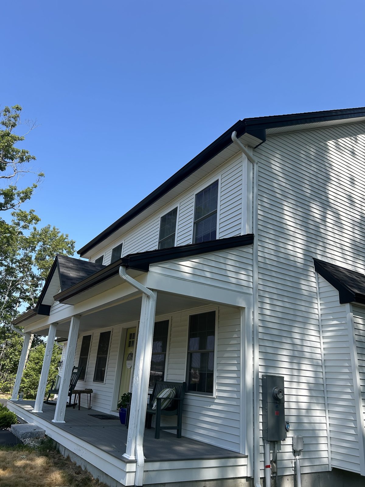 Seamless gutters on a Southern Maine farmhouse